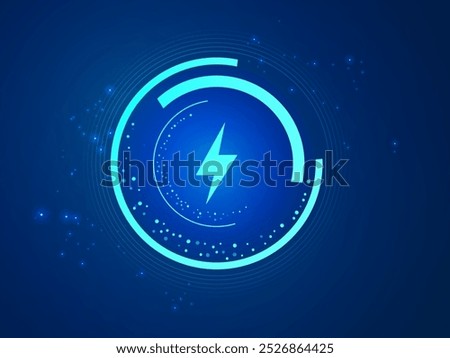 Electric Vehicle battery charging Status Dashboard Hologram Interface with lightning symbol, technology circle Round analysis vector design concept. Battery charging dashboard for ui, ev car, energy.