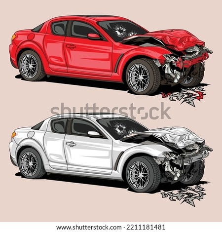 Broken Car Vector Art, image. eps