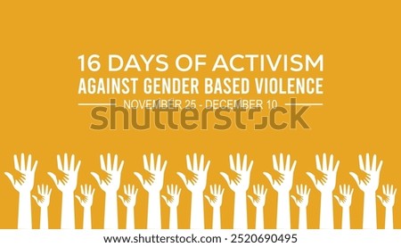 16 Days of Activism against gender based violence is observed every year on November. Medical Healthcare Awareness concept. background, placard, banner template Vector illustration design.