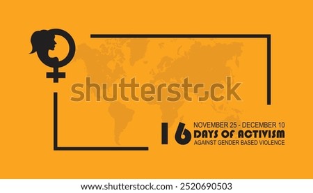 16 Days of Activism against gender based violence is observed every year on November. Medical Healthcare Awareness concept. background, placard, banner template Vector illustration design.