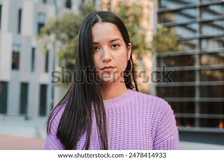 Similar – Image, Stock Photo Young woman contemplating the Sil Canyons in Ourense, Spain