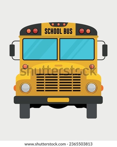 front view school bus vector icon isolated on white background