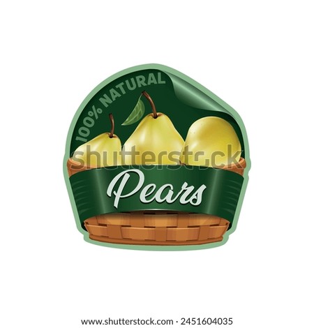 vector sticker green pears isolated on white background