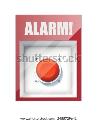 vector alarm button under glass solated on white background