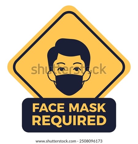 warning notice face mask required isolated on white background