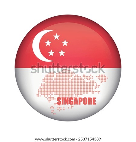 vector icon with Singaporean flag and Singaporean map isolated on white background