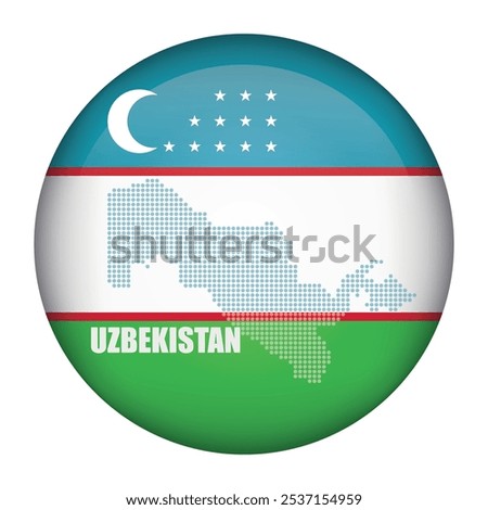 vector icon with Uzbek flag and Uzbek map isolated on white background