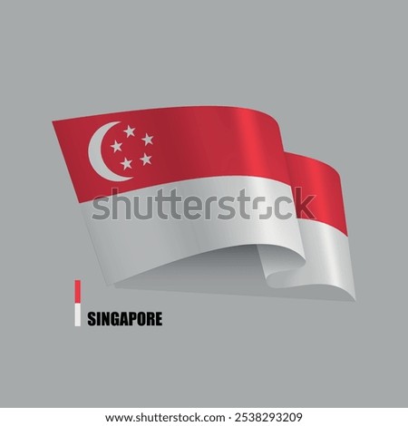 vector icon with Singaporean flag and Singaporean map isolated on white background