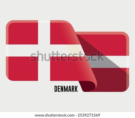 vector icon with Danish flag isolated on white background