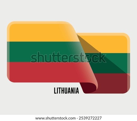 vector icon with Lithuanian flag isolated on white background