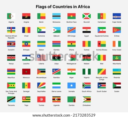 Africa countries flags. Flags of countries in Africa.