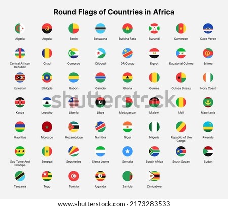 Africa countries flags. Round flags of countries in Africa.