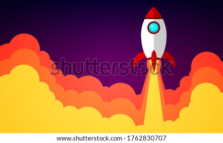 Space shuttle launch, vector art illustration.