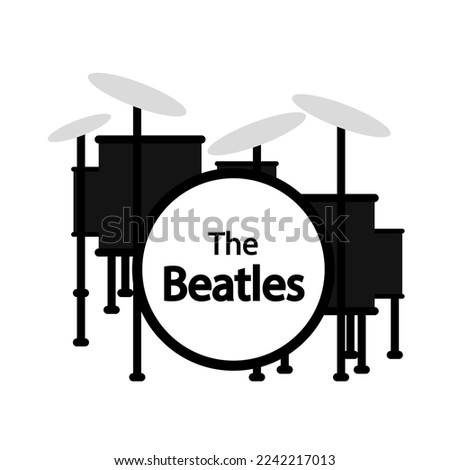 World Beatles Day drums, vector art illustration.