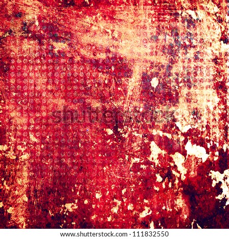 Grunge Red contracting Metal texture with net circle texture background.