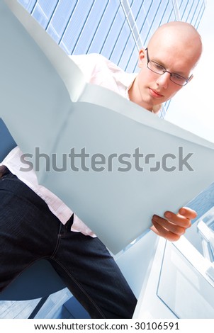 Business man reading information