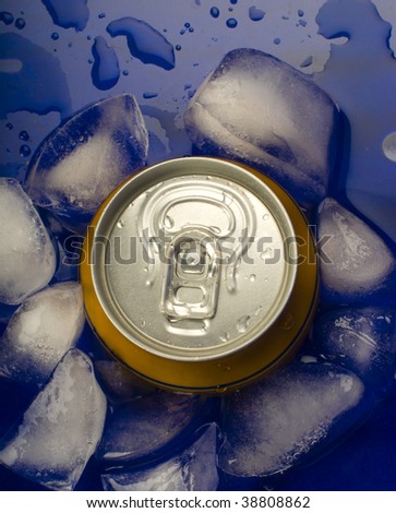 Wet can of beer in ice