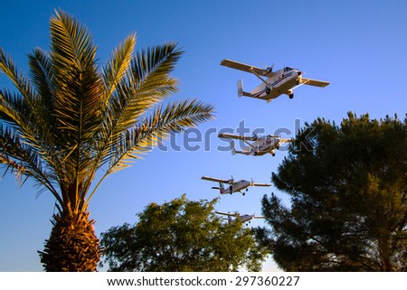 A formation of four aircraft. Excellent team work.