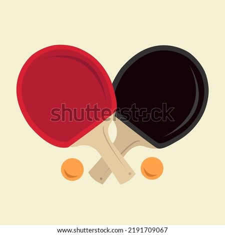Table tennis paddles with ping pong balls flat vector illustration. Cute table tennis paddles with ping pong balls cartoon vector illustration for graphic design and decorative element