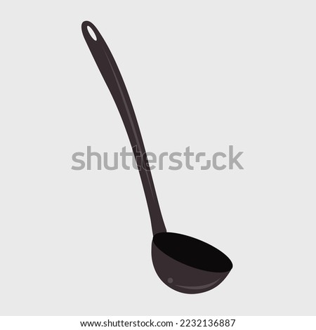 Soup ladle flat vector illustration. Cute kitchen stainless ladle cartoon vector illustration for graphic design and decorative element