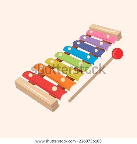 Xylophone music flat vector illustration. Cute colorful xylophone music tool cartoon vector illustration for graphic design and decorative element
