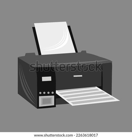 Electronic printer flat vector illustration. Cute electronic paper printer cartoon vector illustration for graphic design and decorative element