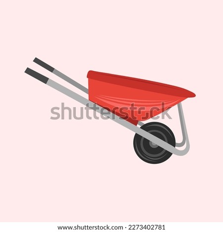 Wheelbarrow hardware flat vector illustration. Cute wheelbarrow hardware item cartoon vector illustration for graphic design and decorative element