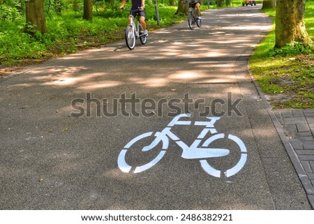 Similar – Image, Stock Photo bicycle path Asphalt