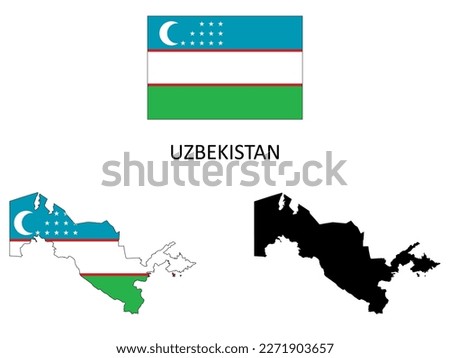 uzbekistan Flag and map illustration vector 