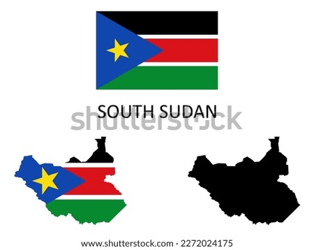 south sudan Flag and map illustration vector 