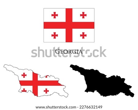 georgia flag and map illustration vector 