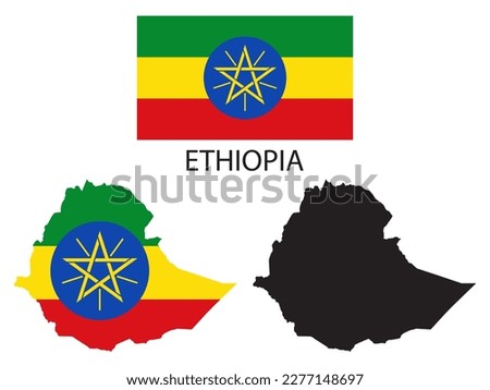 ETHIOPIA flag and map illustration vector 