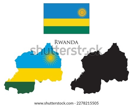 rwanda flag and map illustration vector 