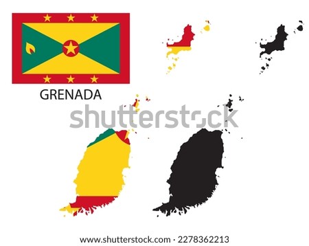 grenada flag and map illustration vector 