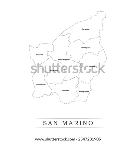 Map of San Marino with representation of administrative divisions