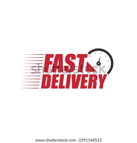 Fast delivery vector icon with a watch or timer icon. Fast delivery, express and urgent shipping, services, chronometer sign. Fast delivery logo