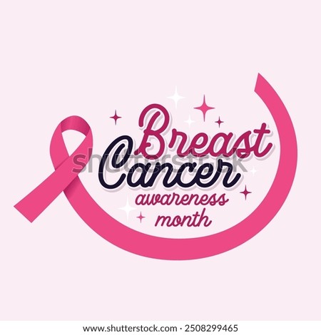 Breast cancer awareness month banner with pink ribbon. handwritten lettering for Breast cancer awareness campaign poster. Cancer awareness logo, label, sticker, t shirt design for print.