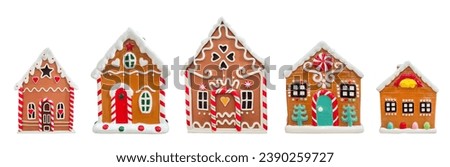 Similar – Image, Stock Photo Gingerbread cookies isolated on a blue background. Christmas homemade cookies top view