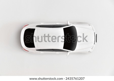 Similar – Image, Stock Photo Top view of car parked at concrete car parking lot with yellow line of traffic sign on the street. Above view of car in a row at parking space. No available parking slot. Outside car parking area.