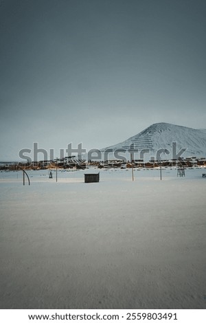 Similar – Image, Stock Photo A barrier and footprints in the slush