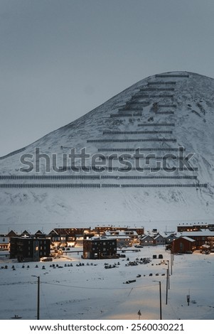 Similar – Image, Stock Photo A barrier and footprints in the slush