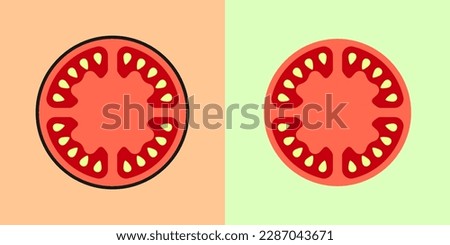 Linear tomato icon, outline vector sign, linear icon, two variants in color