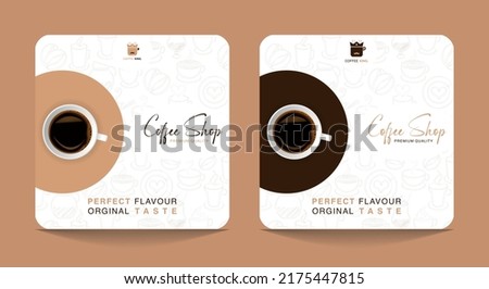 Coffee brunch café social media post, banner set, cup of aromatic cappuccino advertisement concept, breakfast shop marketing square ad, 
Social media post for coffee king and coffee shop