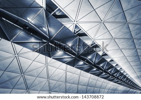 Modern architecture of ceiling in Hong Kong airport.