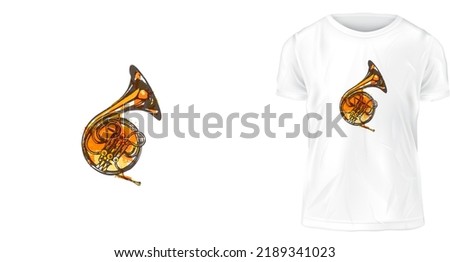 T-shirt design concept, drawing Bb Horn 