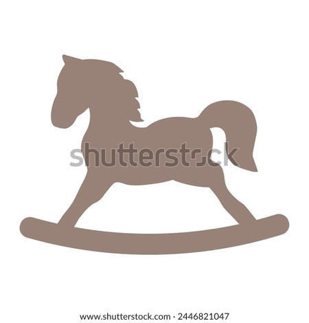 
Illustration depicting a children's brown rocking horse on a white background. Toys for babies