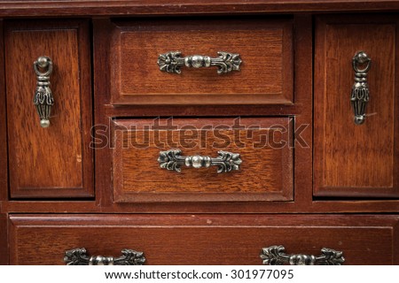 Detail of old wooden drawer, background, texture