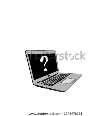 laptop with question mark logo. social media, internet, marketing question concept. question