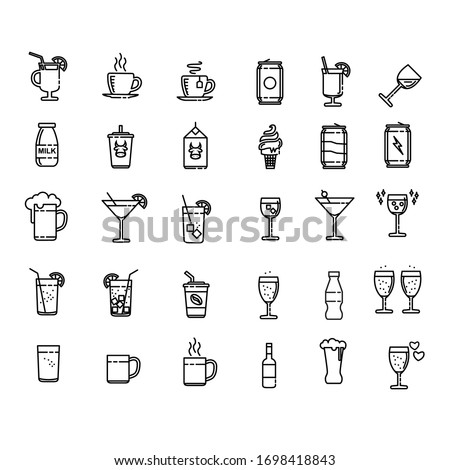 Drink Set Icon Design Vector. Pixel Perfect