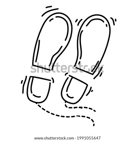 Hiking adventure footstep ,trip,travel,camping. hand drawn icon design, outline black, doodle icon, vector icon.